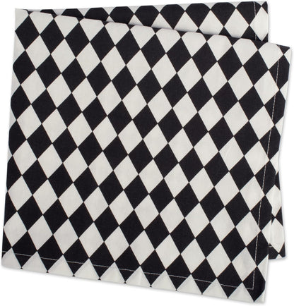 DII Halloween Tabletop Napkin Set, Harlequin Collection, Black and Cream, 6 Piece