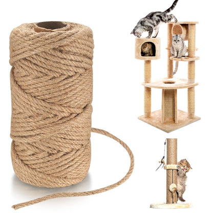 6mm Jute Rope, 164 Feet/50 m Jute Twine, Natural Hemp Rope, Heavy DutyJute Sisal String Cord Rope for DIY Arts Crafts, Gardening, Bundling, Decorating, Cat Scratching Post, Gift Wrapping (6mm x 164ft)