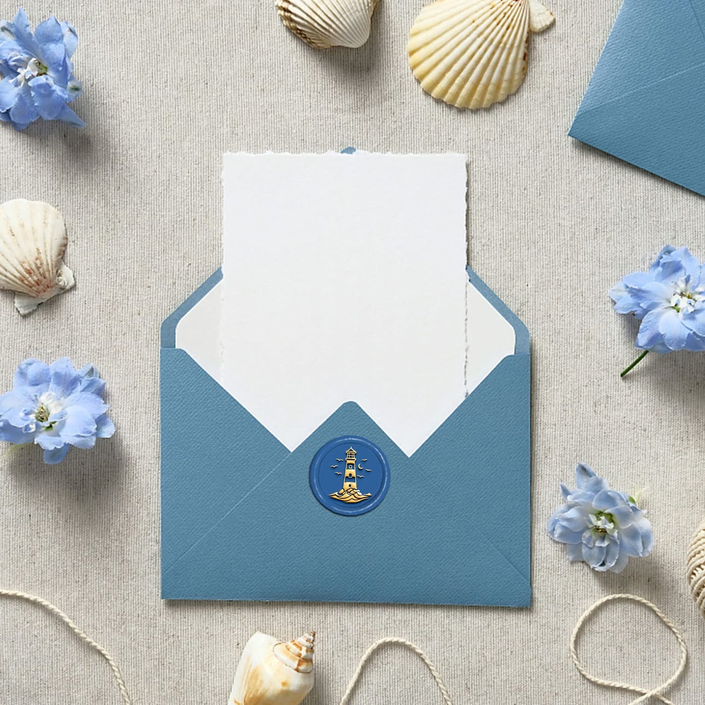 CRASPIRE Lighthouse Wax Seal Stamp Sea Waves Summer Seagull Sealing Wax Stamps 30mm Retro Vintage Removable Brass Stamp Head with Wood Handle for Wedding Invitations Packing