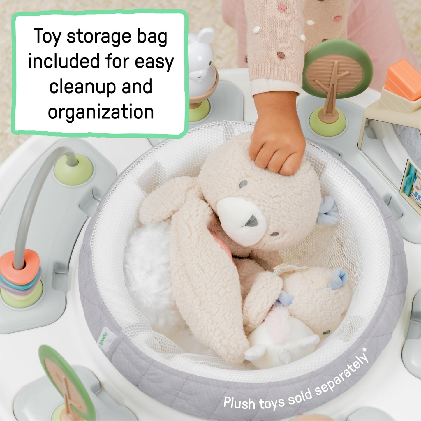 Ingenuity Spring & Sprout 2-in-1 Baby Activity Center Jumper and Table with Infant Toys - Ages 6 Months +, First Forest