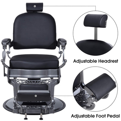 BarberPub Heavy Duty Vintage Barber Chair All Purpose Hydraulic Recline Salon Beauty Spa Equipment 3850 (Black)