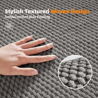 Light Grey Bathroom Toilet Rug, Chenille Non Slip Absorbent Bath Mat, Washable U Shape Contour Bath Rug 20*24"