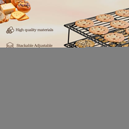 4PCS Cooling Racks for Cooking and Baking, Collapsible 4 Tiers 10"X16" Cool Batches of Cookies, Non-Stick & BPA-Free, Oven and Dishwasher Safe (Black-202)