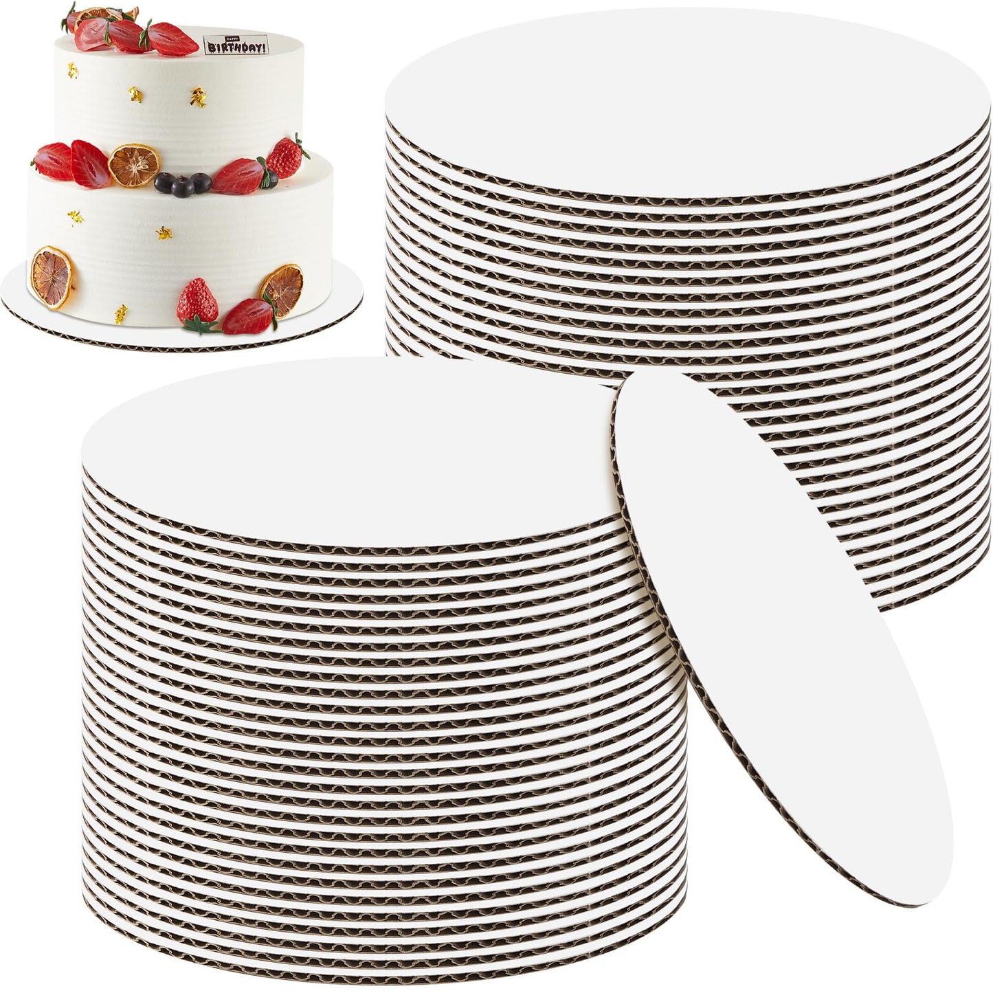 Dandat 150 Pcs Cardboard Cake Boards Bulk 12 Inch White Pizza Cardboard Round Circles Study Base for Cake Pizza Desserts for Wedding, Baking, Decorating Supplies