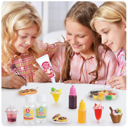 12 Making Miniature Food Toys Set, DIY, Resin Play, NOT Edible, Kitchen Mini Pretend Play Food Set for Kids Age 8-13, Birthday for Girls, 8 9 10, Make Your Food