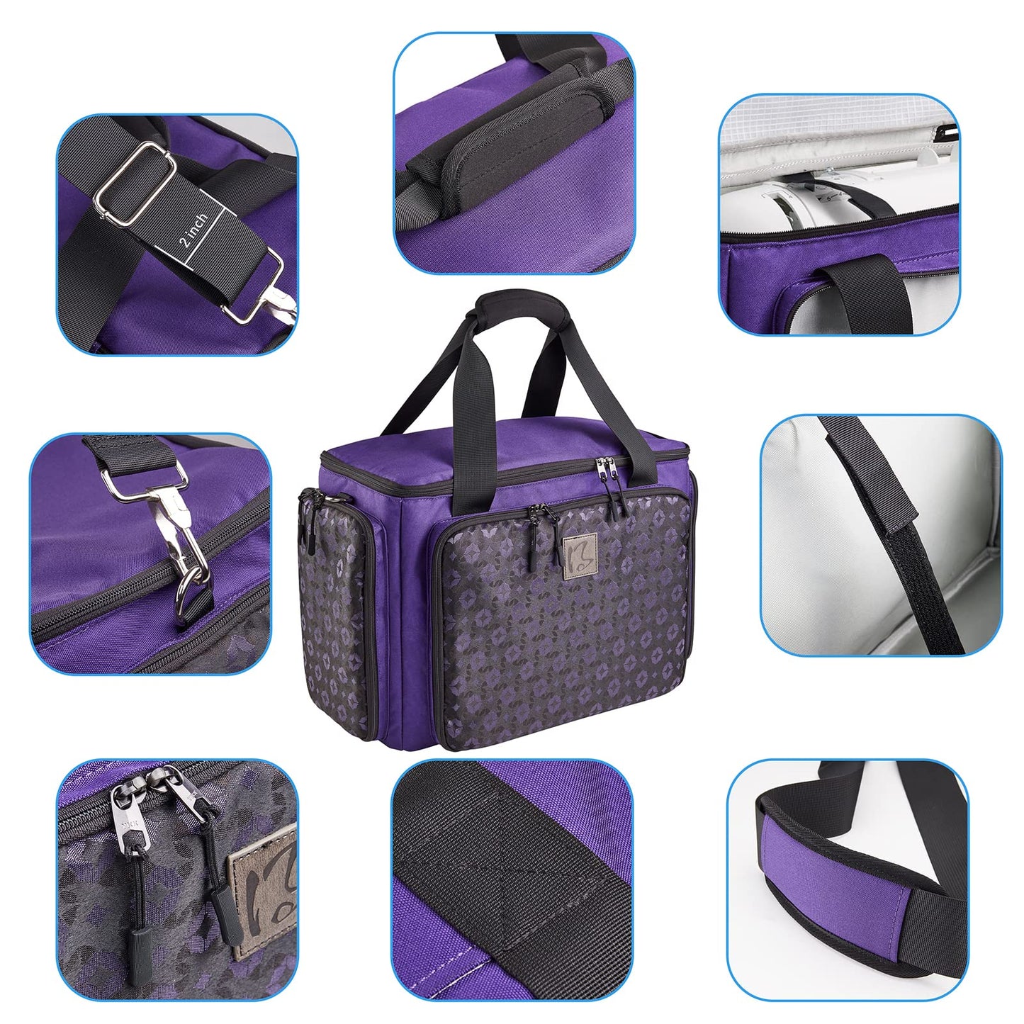 BatlFrist Rolling Sewing Machine Bag with Universal wheels,Sewing Machine Carrying Case with YKK zipers, Compatible most Standard Brother, Singer, Bernina, Sewing Machines (Dark Purple)