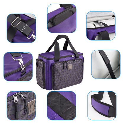 BatlFrist Rolling Sewing Machine Bag with Universal wheels,Sewing Machine Carrying Case with YKK zipers, Compatible most Standard Brother, Singer, Bernina, Sewing Machines (Dark Purple)