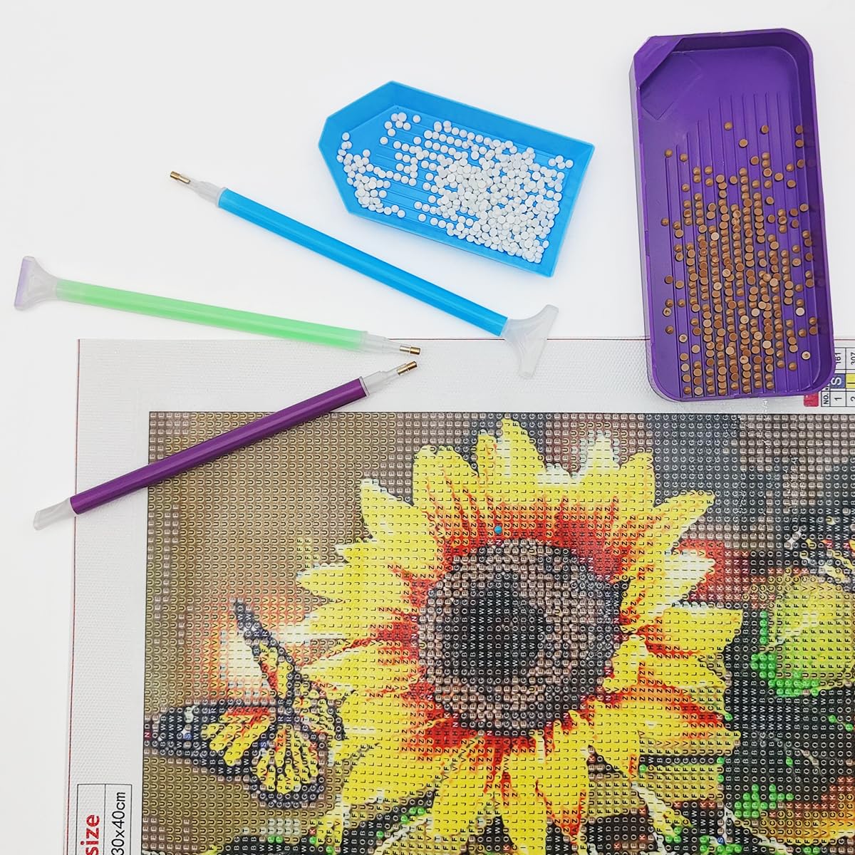 AFUNTA 52 PCs Diamond Art Kits, 13 Size Trays, 9 Pens, 30 Wax, Colourful Art Tools