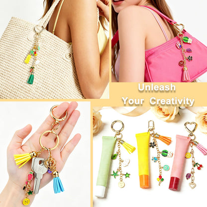 LOIKMIUP 440Pcs Keychain Making Kit, DIY Craft Supplies with Charms, Keychain Tassels, Keychain Clip Hooks, Jump Rings, Key Rings, Extender Chains & Tools for DIY Crafting