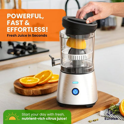 Eurolux Electric Citrus Juicer - Premium Stainless Steel One-Touch Squeezer | Quiet, Easy to Clean Kitchen Appliance for Oranges, Lemons, Limes