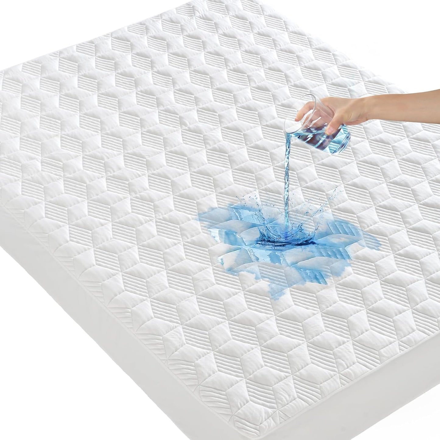 3D 6-26 inches GRT Waterproof Mattress Protector Queen, Rayon Bamboo Mattress Protector Cooling Breathable, Air Fabric