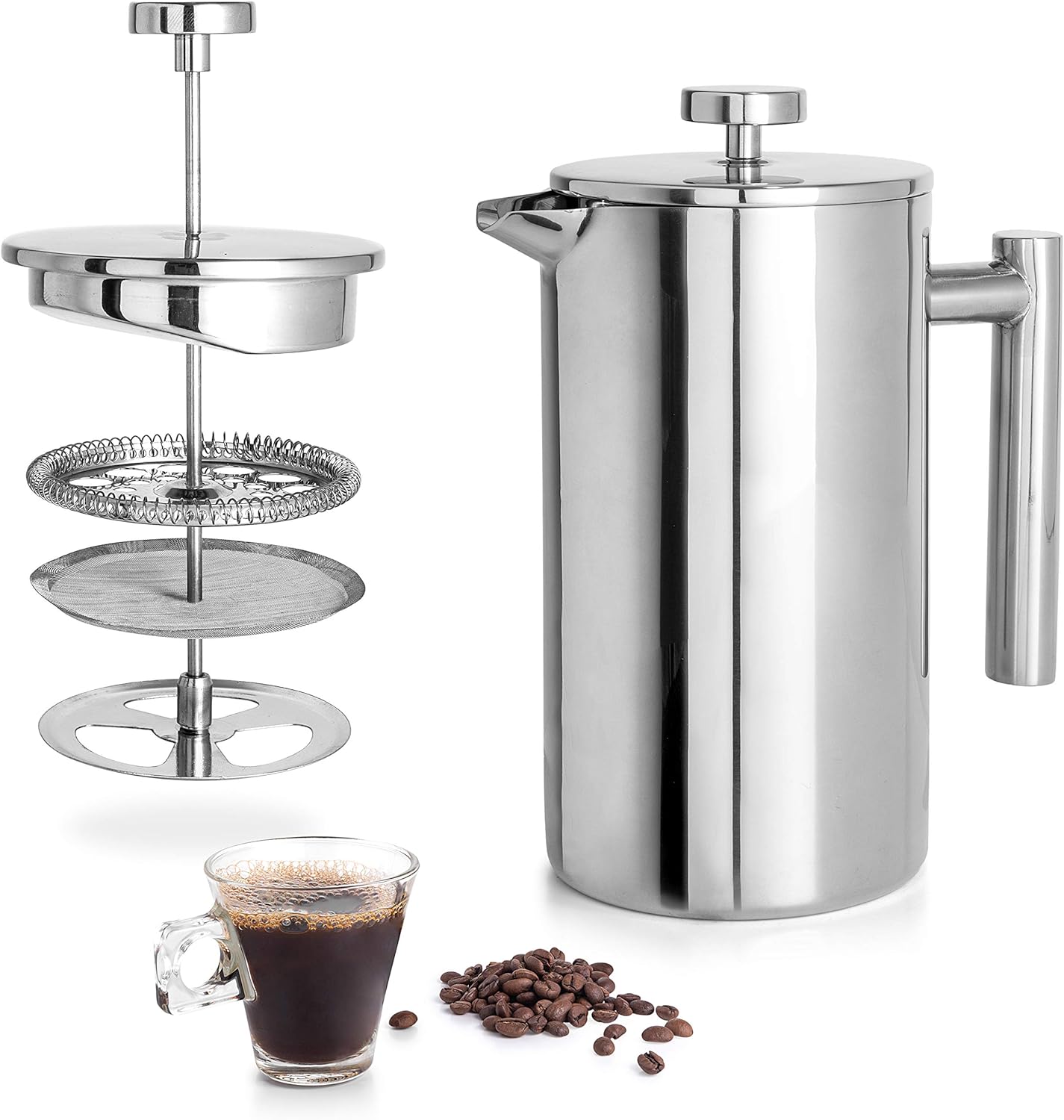Mixpresso Stainless Steel French Press Coffee Maker, 27 Oz 800 ml, Easy Clean & Press, Double Wall Insulated