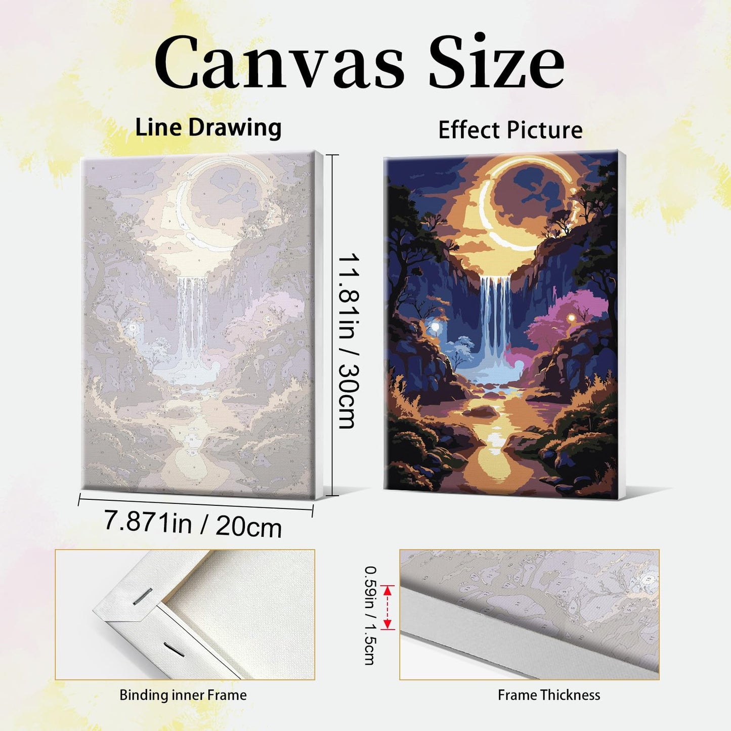 JOOZ 4 Pack Paint by Numbers Kit for Adults with Frame Aurora Paint by Number with Easel DIY Mountain Landscape Adult Paint by Number Kits Moon Oil Painting Kits for Home Wall Decor 8x12 Inch