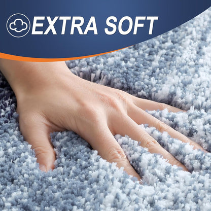 OLANLY Large Bathroom Rugs - Extra Soft Microfiber Mat | Quick Dry, Washable, Rubber Backing - Airy Blue 50x30