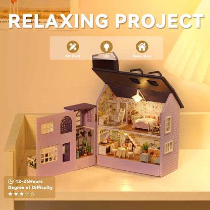 Flever Dollhouse Miniature DIY House Kit Creative Room with Furniture for Romantic Valentine's Gift (Happy House)