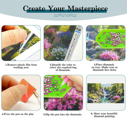 JOOZ Large Diamond Art Kits for Adults - 5D Landscape Diamond Painting Kits for Adults, DIY Full Drill Diamond Art Painting Waterfall for Beginners, Gem Art Kits for Home Wall Decor 27.5x15.7 Inch
