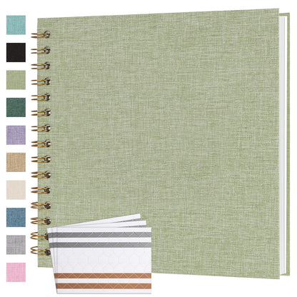 Scrapbook Photo Album 8x8 Inches 40 Pages Hardcover Kraft Paper Linen Cover Scrap Book Memory Book DIY Scrapbook Albums for Wedding Baby Boyfriend Travel Anniversary Family, GrassGreen