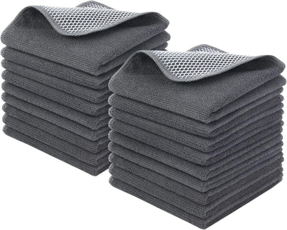 12inchx12inch 18 Pack) KinHwa Kitchen Washcloths for Dishes Absorbent Microfiber Dish Cloths Quick Dry Dish Rags