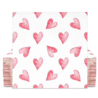 Gift Boutique Watercolor Heart Lunch Napkins, 50 Count 3-Ply Paper Napkins for Valentine’s Day Parties, Showers, Weddings & Events