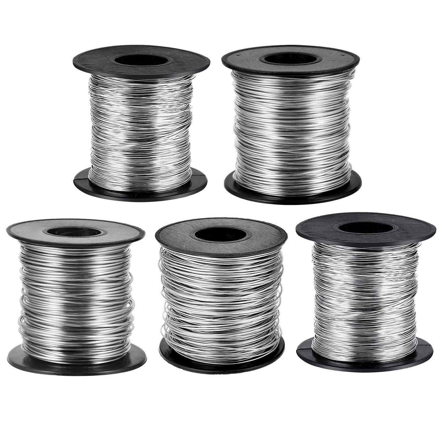 5 Rolls Jewelry Wire for Jewelry Making 18, 20, 22, 24, 26 Gauge Stainless Steel Silver Wire Kit Beading Bendable Craft Wires Tarnish Resistant Beading Wires for Making Crafts