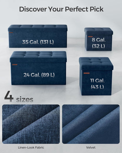 12.2 16.1 Inches 286 lb, ULSF200Q01 SONGMICS Storage Ottoman, Foldable Small Ottoman Foot Rest, x Foot Stool, Load up