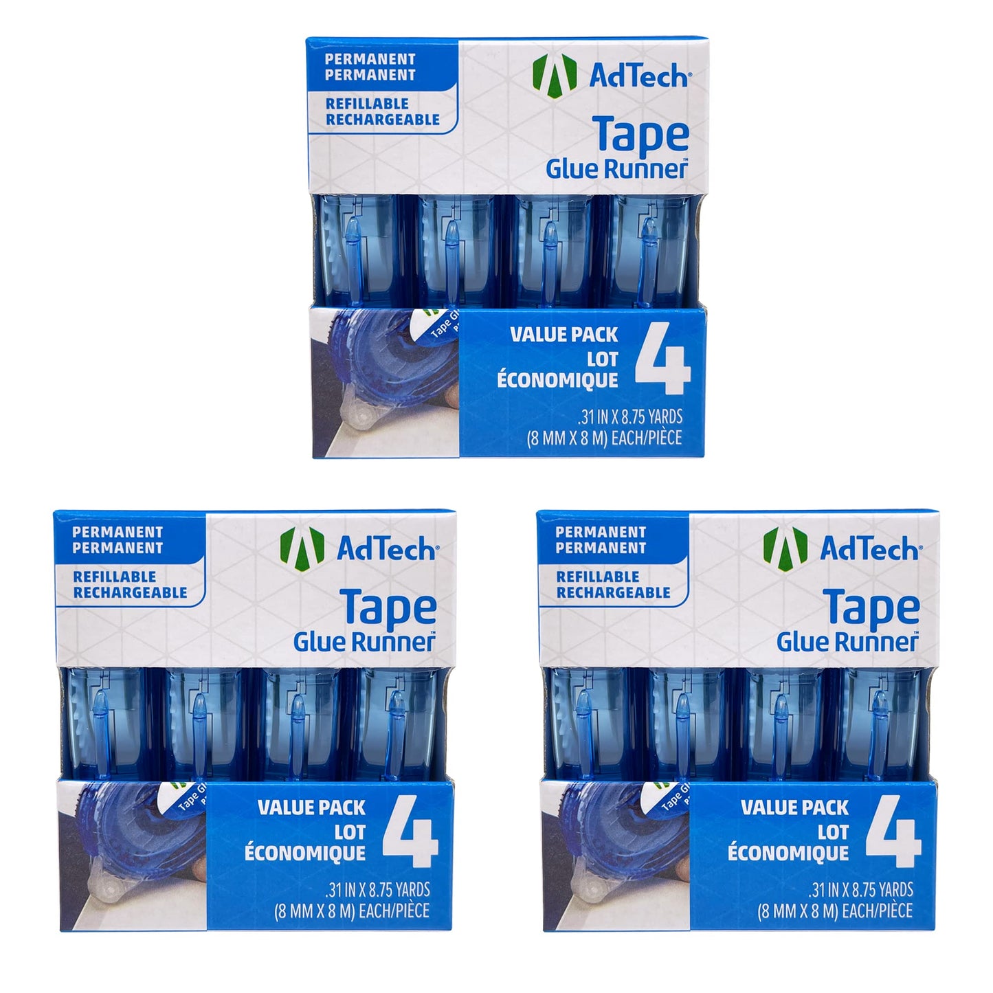 AdTech Permanent Glue Runner, 35 Yards (3-Pack) | Strong, Double-Sided Adhesive for Crafting, Scrapbooking & Office Use | Acid-Free, Reliable Bond