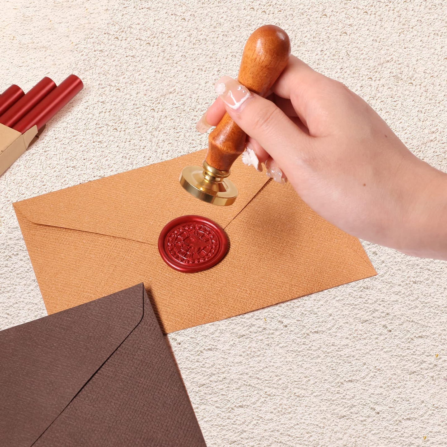 SHOWIN Glue Gun Sealing Wax Sticks for Wax Seal Stamp - Metallic Dark Green, Great for Wedding Invitations, Cards Envelopes, Snail Mails, Wine Packages, Christmas Gift Ideas, Pack of 10