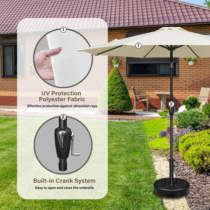YSSOA 9' Patio Umbrella, Outdoor Table Market Yard Umbrella with 8 Sturdy Ribs, Beige