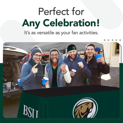 Victory Corps Bemidji State Beavers College Sports Printed Table Throw - NCAA Licensed - Polyester - School Tablecloth (Green, Black) (6' Draped)