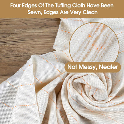 118" x 79" Large Tufting Cloth, Primary Tufting Cloth with Marked Lines for Tufting Guns, Four Edges Sewn Monks Cloth for Punch Needle Tufting Rug DIY Crafts