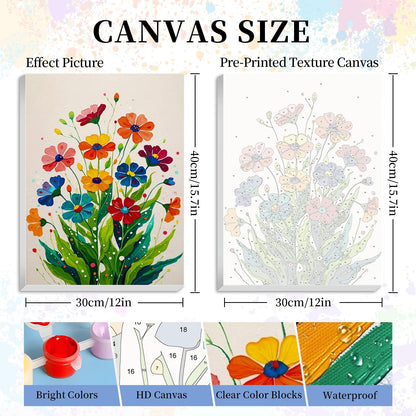 Camocin Framed Paint by Numbers Kit for Adults, Flowers Paint by Numbers with Frame, Floral Acrylic Adult Painting by Number Kits on Canvas Framed for Gift Home Wall Decor 12 x 16 Inch
