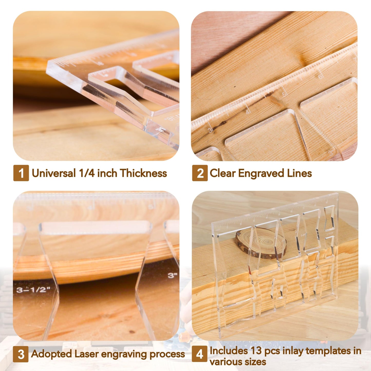 Soimuk Router Templates for Woodworking,Router Jig Butterfly Inlay Templates Decorative,13-in-1 Bowtie Router Templates(10 * 7.8 inches)