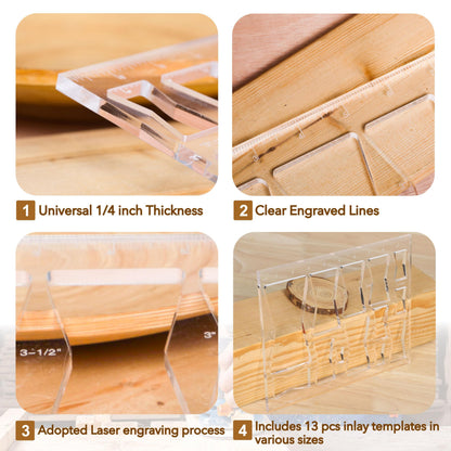 Soimuk Router Templates for Woodworking,Router Jig Butterfly Inlay Templates Decorative,13-in-1 Bowtie Router Templates(10 * 7.8 inches)