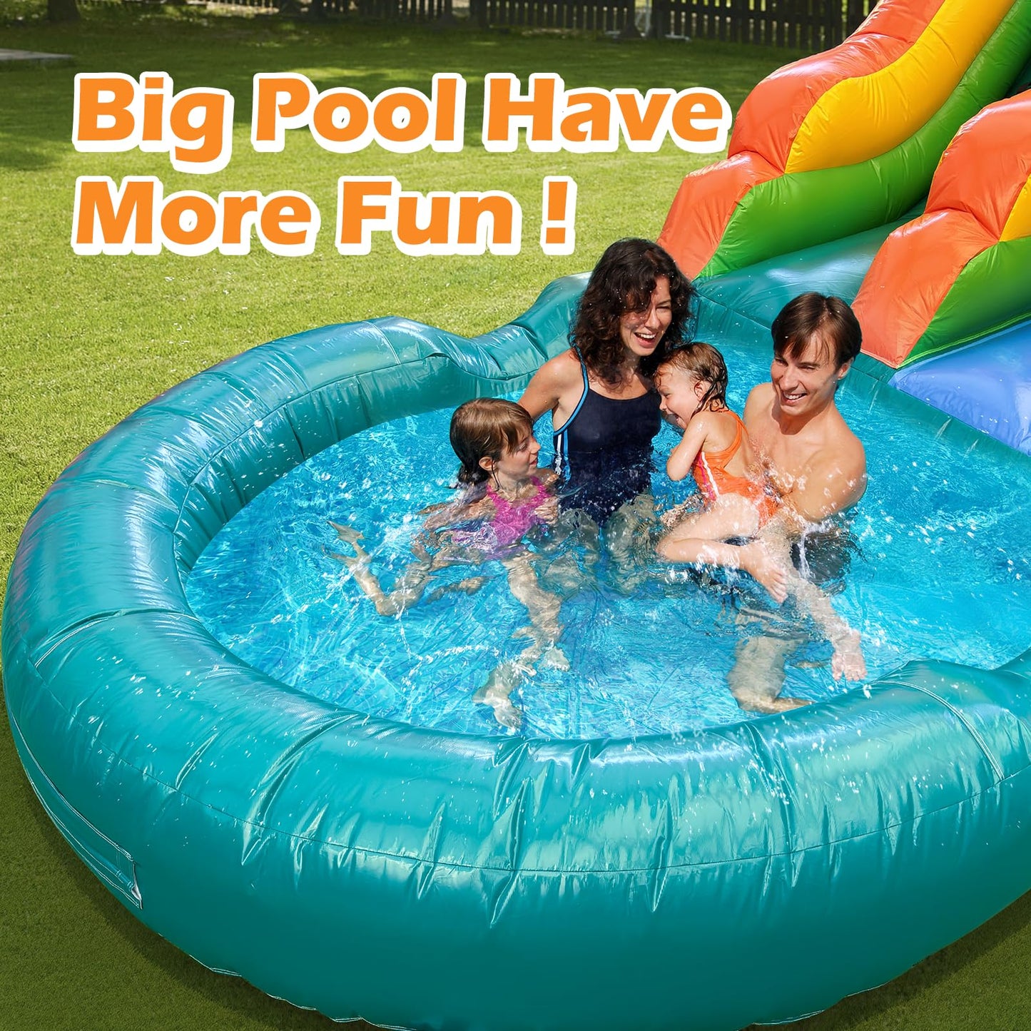 Water Slide Commercial, 21FT Big Water Slide for Kids and Adults with Powerful 950W Blower&Water Tube,100% Commercial Grade PVC Inflatable Adult Water Slides with Splash Pool (Green, 21x12x9FT)