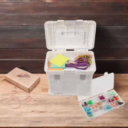 Portable Tool Box - Small Parts Organizer with Drawers and Customizable Compartments for Hardware, Fishing Tackle, Beads or Crafts by Stalwart (White)