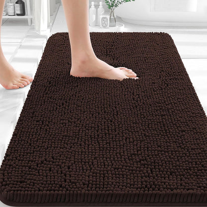 OLANLY Bathroom Rugs - Extra Soft Chenille Bath Mats | Quick Dry, Machine Washable, 35x24, Brown