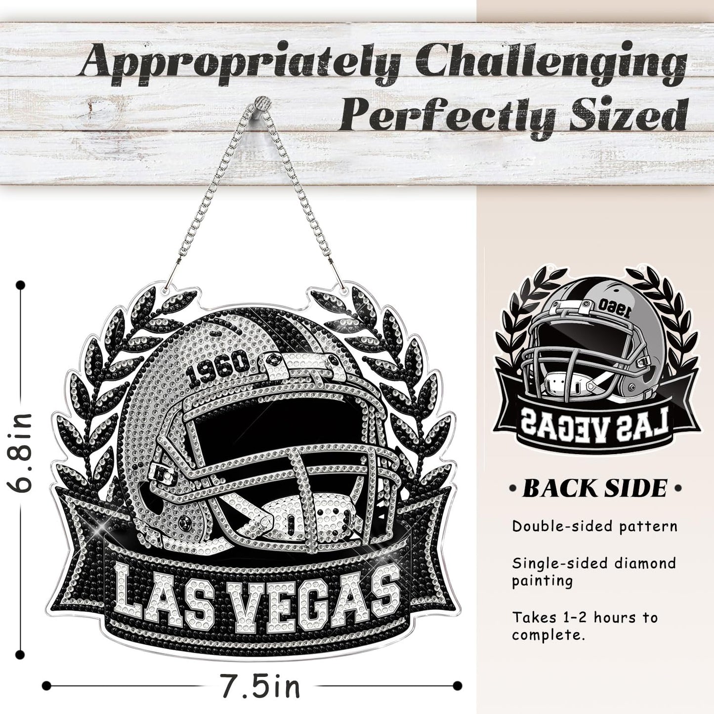 Aoryalps Football Diamond Art Hanging Kit, DIY Acrylic 5D Diamond Painting for Las Vegas Fans Home Wall Decor and Gift