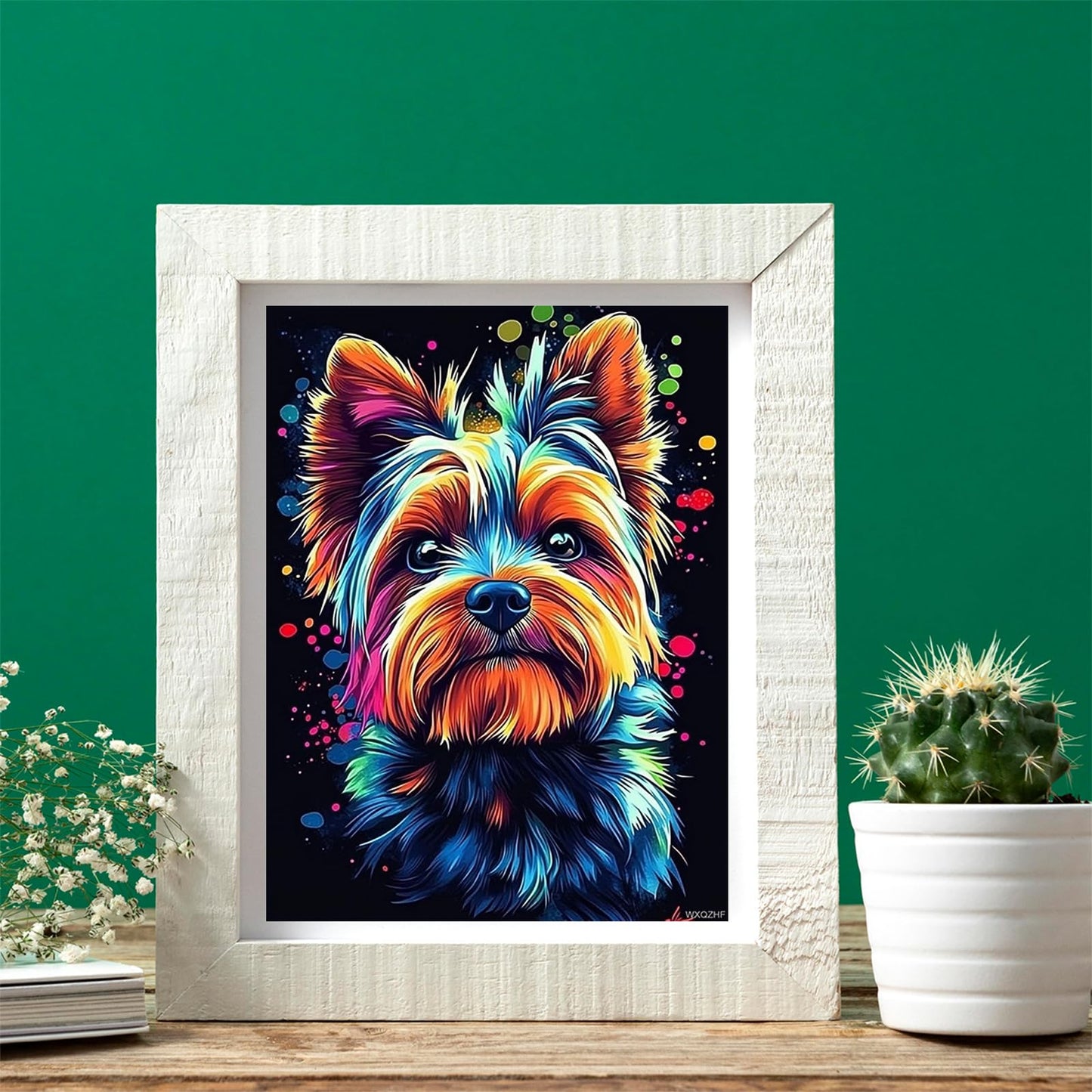 WXQZHF Yorkie Diamond Art Painting Kits, Cute Animals 5D Sparkling Diamond Painting Kit for Adults Beginners Home Wall Decor DIY Gift Drill Round Art Gems 12x16 inch