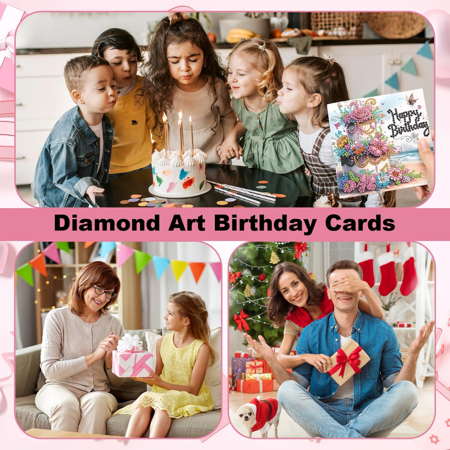 MUNORIAY Diamond Art Birthday Cards: 6 Pack Diamond Painting Greeting Cards Kits for Adults 5D DIY Special Shaped Rhinestone Birthday Folding Greeting Cards Gem Art with Envelopes Blessing Gifts
