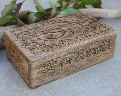 Egyptian Eye of Horus Hand Carved Jewelry Trinket Keepsake Box (Large)