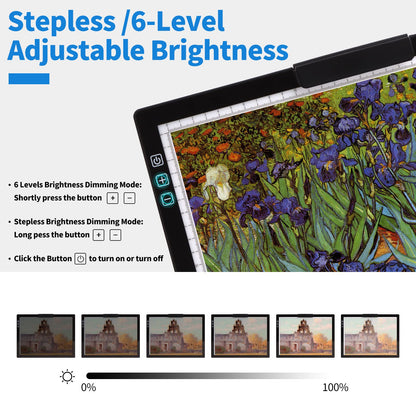 Rechargeable A4 Light Pad with Innovative Stand and Top Clip, Elice Wireless Bright Light Tracing Board Portable LED Artcraft Tracer Box for Artists, Drawing, Cricut Weeding Vinyl, Diamond Painting