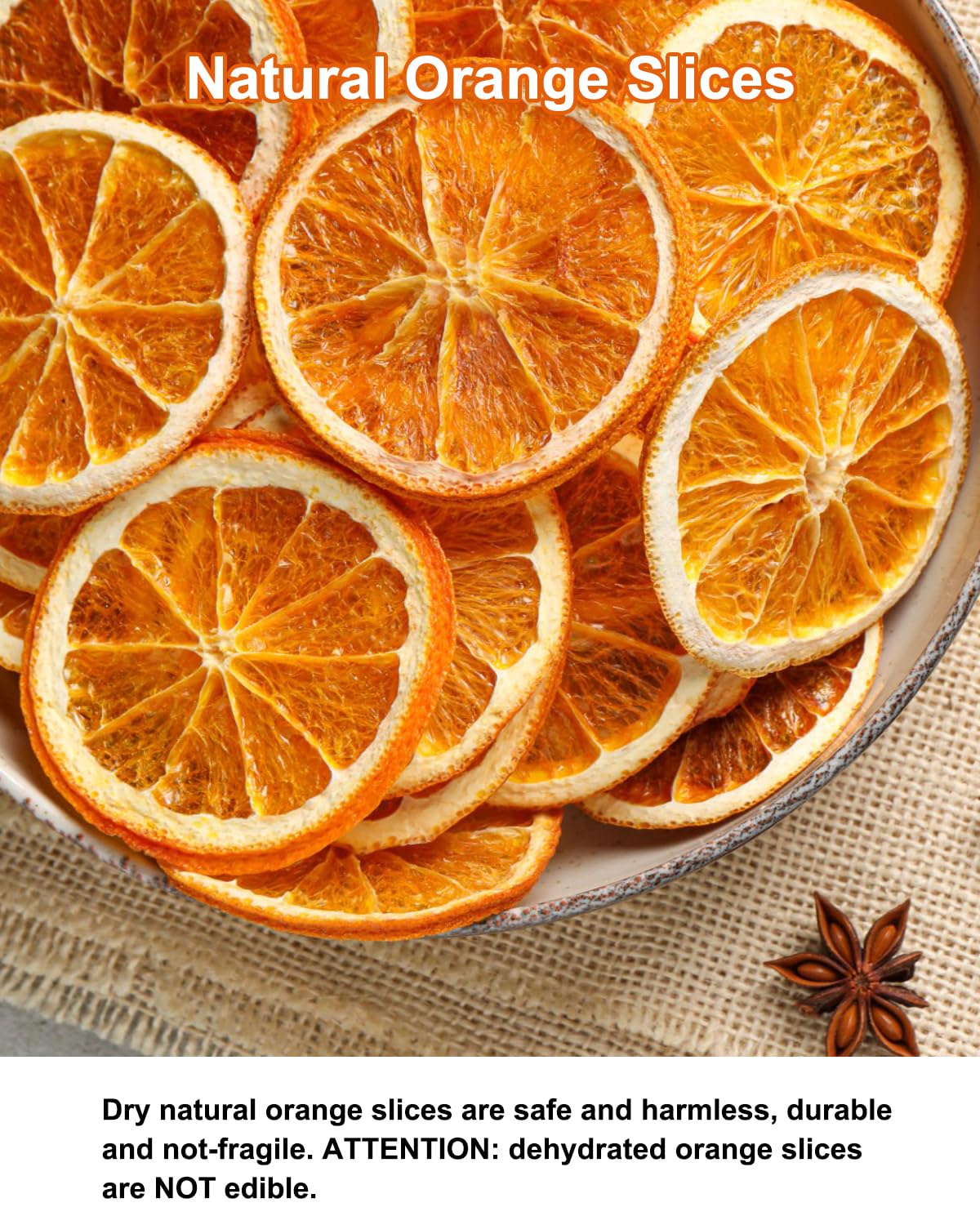 50Pcs Dried Orange Slices for Crafts, 4-5cm Natural Dehydrated Orange Slice Ornaments for Potpourri Simmering, Wreath Making Supplies Christmas Bowl Filler Decoration
