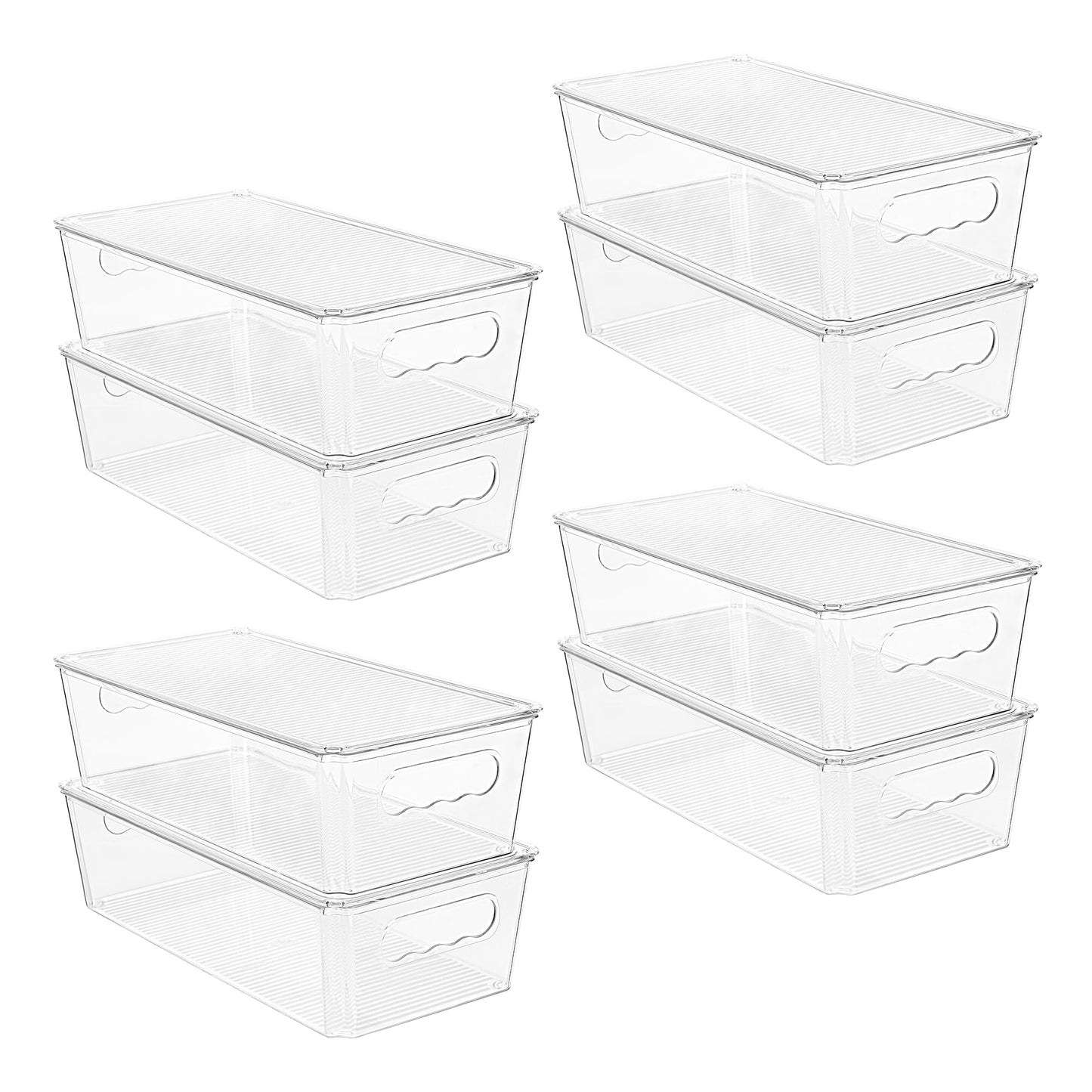 Vtopmart 8pcs Clear Organizers and Storage Bins with Lids, Stackable Plastic Storage Containers with Handles for Fridge, Freezer, Pantry, Cabinet, Kitchen Organization
