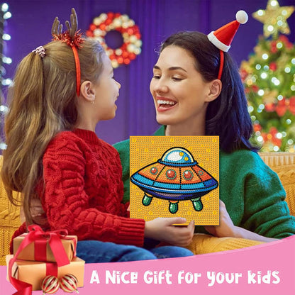 MXCFZX 6 Pack 5D Space Astronaut Diamond Painting Kits for Kids Beginners,Cute Alien/Spaceship DIY Diamond Art Kit for Kids,Easy Full Round Drill Big Gem Art for Kid,Home Wall Decoration 6X6 inch