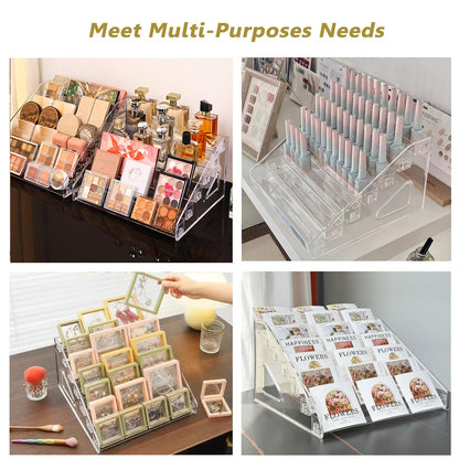 GYSLEOT 2 Pack 7-Tier Acrylic Card Display Stand, Versatile Sticker Display Rack Holder for Greeting Card Business Brochure Postcard Portable Card Display Shelf for Vendors Craft Trade Shows