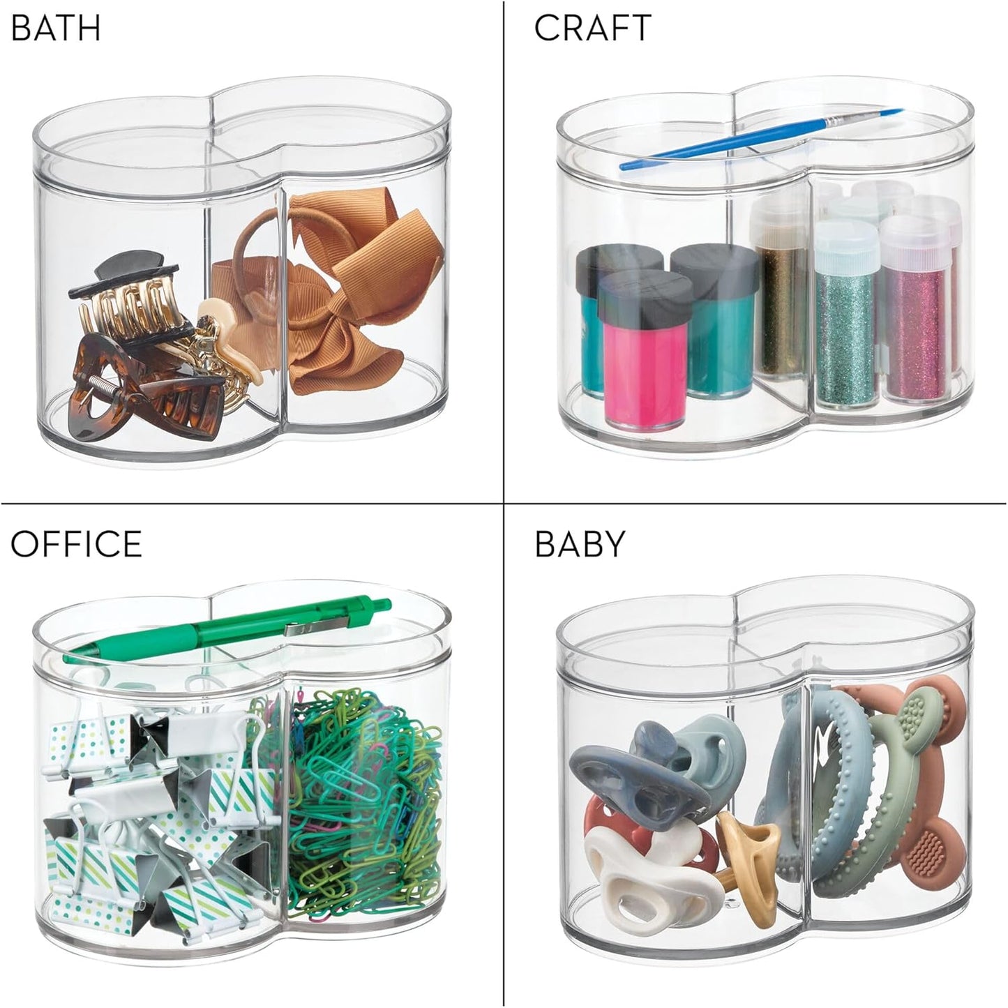 iDesign Clarity Collection Round Plastic Canister Cosmetic Organizer with Top Tray Lid, Clear – 6.12” x 3.62” x 4.35”