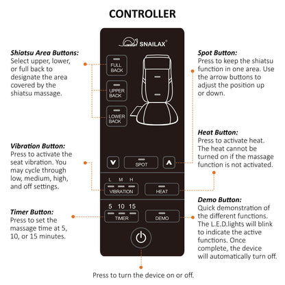 Snailax Back Massager with Heat,Shiatsu Massage Seat Cushion,8 Flexible Nodes Massage for Full Back Massage Chair Pad,Chair Massager for Office,Home Use