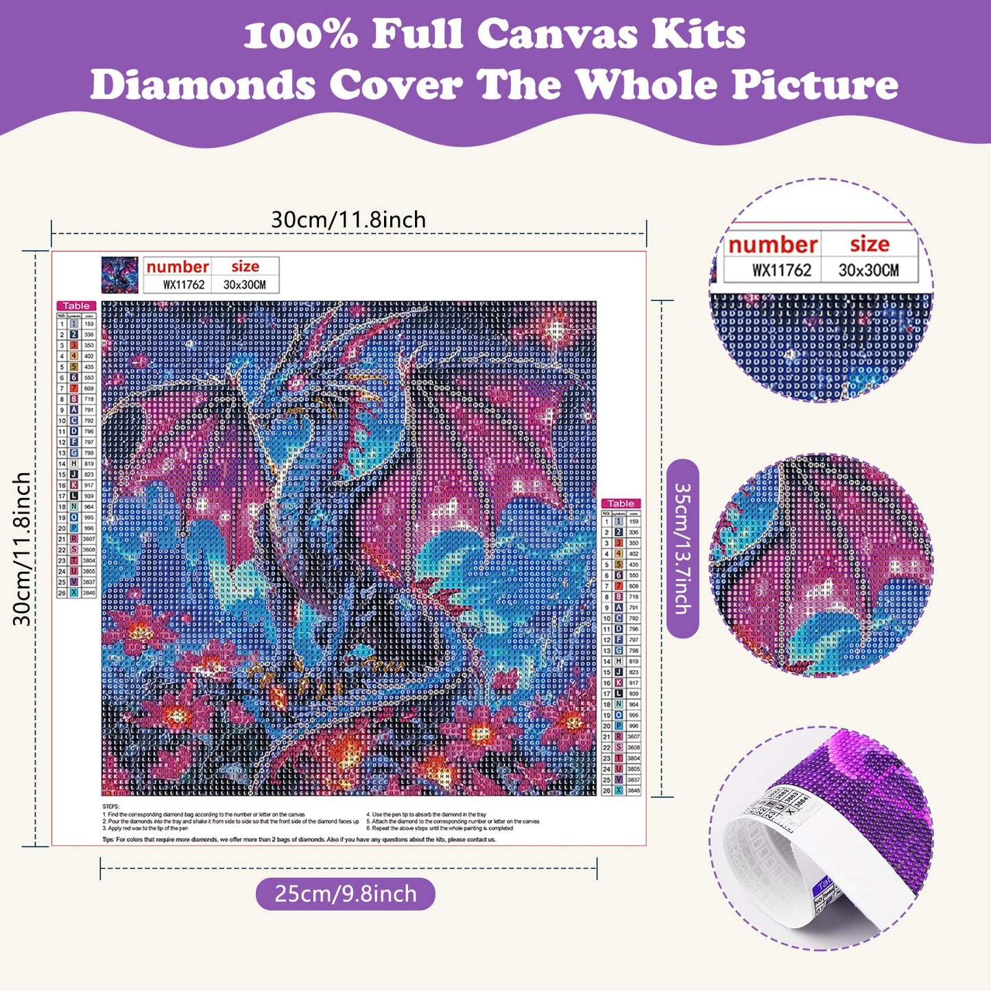SENQAO 4 Pack Dragon Diamond Painting Kits for Adults, Dragon Diamond Art Kits for Adults Beginners, DIY Full Drill Round Diamond Dots, Home Wall Decor 12x12 Inch