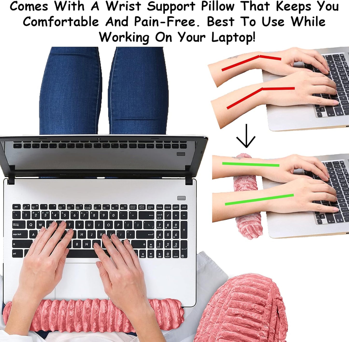 Homie Reading Pillow with Reading Light and Wrist Support, Has Arm Rests, and Back Support for Bed Rest, Lounging