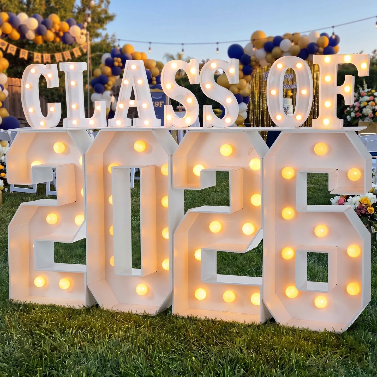 Grinsvalley Large 2026 Graduation Decorations - 2.68ft Class of 2026 LED Marquee Light up Numbers and Letter for Graduation Congrats Grad Party Supplies for Preschool High School College